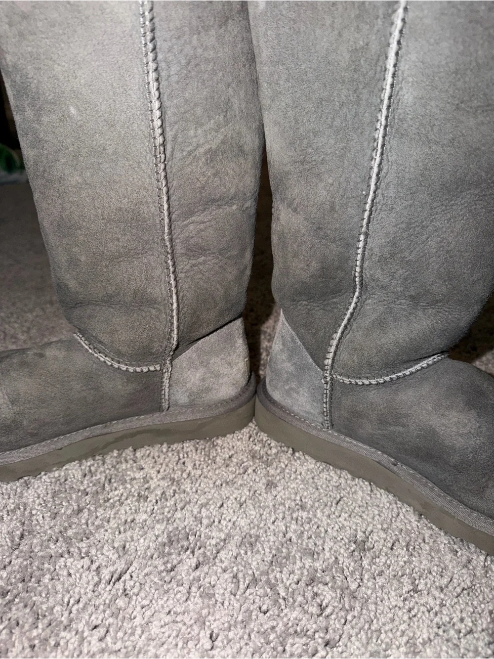 UGG Australia Bailey Button Triplet II Tall Boots Grey Suede Size 7